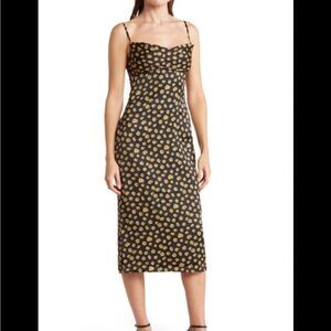 WeWoreWhat Womens Ditsy Daisies Cowl Midi Satin Dress